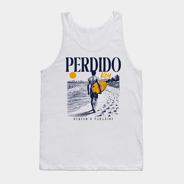 Vintage Surfing Perdido Key, Florida // Retro Surfer Sketch // Surfer's Paradise Tank Top by Now Boarding